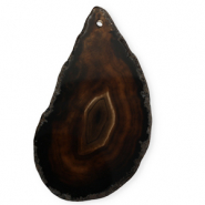 Naturstein Anh&auml;nger Achat Tropfenform Black-brown-light grey