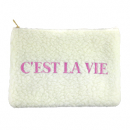 Teddy-Etui "C'EST LA VIE" Off white-purple