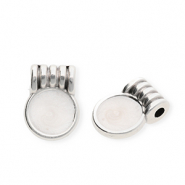 Metall Anh&auml;nger DQ&reg; Rund Antiek zilver-pearl white (nikkelvrij)