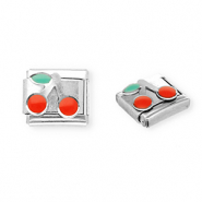 Italian Charm Element aus Stainless Steel - Rostfreiem Stahl Kirschen Silver-red-green