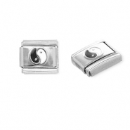 Italian Charm Element aus Stainless Steel - Rostfreiem Stahl Yin & Yang Silver-black-white