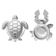 Knopfabdeckung aus Stainless Steel - Rostfreiem Stahl Schildkr&ouml;te Silver