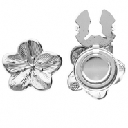 Knopfabdeckung aus Stainless Steel - Rostfreiem Stahl Blume Silver