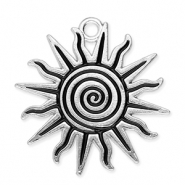Metall Anh&auml;nger Sonne mit Spirale Silver-black