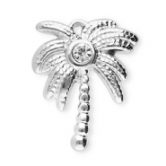 Stainless Steel - Rostfrei Stahl Anh&auml;nger Palme Silver-dark green