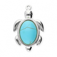 Stainless Steel - Rostfrei Stahl Anh&auml;nger Schildkr&ouml;te Silver-blue