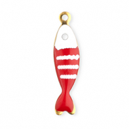 Stainless Steel - Rostfrei Stahl Anhänger Fisch Gold-red-white