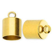 Stainless Steel - Rostfrei Stahl Schmuckzubehör Endkappen Ø10 mm mit Öse Gold
