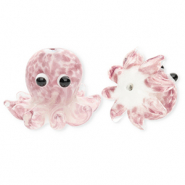 Handgefertigt Glasperlen Oktopus Mauve-white