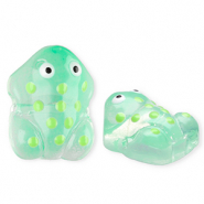 Handgefertigt Glasperlen Frosch Transparent meo mint green-white-black