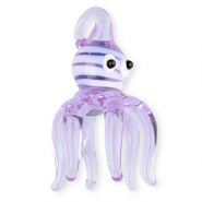 Handgefertigt Glas-Anh&auml;nger Oktopus Transparent light purple
