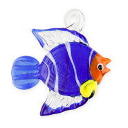 Handgefertigt Glas-Anh&auml;nger Fisch Transparent dark blue-white-orange-yellow