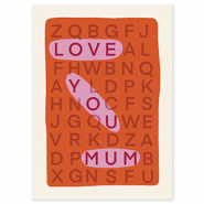 BY31&reg; SchmuckKarten "Love you mum" Off white-coral red-pink