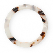 Resin Anh&auml;nger 35mm rund Tortoise white