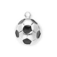 Stainless Steel - Rostfrei Stahl Anh&auml;nger Fu&szlig;ball Silver-black
