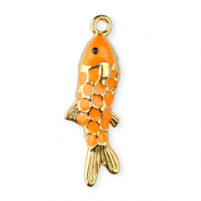 Stainless Steel - Rostfrei Stahl Anh&auml;nger Enamel Fisch Gold-orange-black