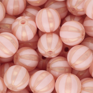 12 mm DQ&reg; Acrylperlen mit Streifen Light pink-peach pink