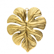 Stainless Steel - Rostfrei Stahl Anh&auml;nger Blatt Gold