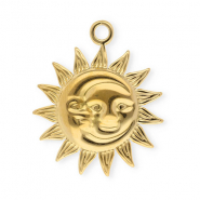 Stainless Steel - Rostfrei Stahl Anh&auml;nger Sonne & Mond Gold