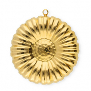 Stainless Steel - Rostfrei Stahl Anh&auml;nger Blume Gold