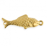 Stainless Steel - Rostfrei Stahl Schmuckzubeh&ouml;r Zwischenst&uuml;ck Fisch Gold