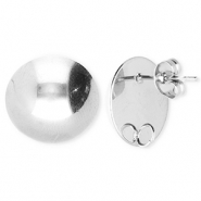 BY31&reg; Stainless Steel - Rostfrei Stahl Schmuckzubeh&ouml;r Ohrringe&nbsp;/&nbsp;Ohrstecker Rund mit &Ouml;se Silver