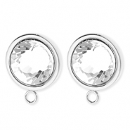 BY31&reg; Stainless Steel - Rostfrei Stahl Schmuckzubeh&ouml;r Ohrringe&nbsp;/&nbsp;Ohrstecker Rund mit Kristall mit &Ouml;se Silver-crystal