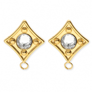 BY31&reg; Stainless Steel - Rostfrei Stahl Schmuckzubeh&ouml;r Ohrringe&nbsp;/&nbsp;Ohrstecker Rhombus mit Kristall mit &Ouml;se Gold-crystal