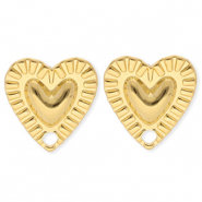 BY31&reg; Stainless Steel - Rostfrei Stahl Schmuckzubeh&ouml;r Ohrringe&nbsp;/&nbsp;Ohrstecker Herz mit &Ouml;se Gold