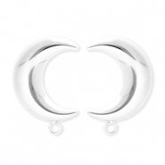 BY31&reg; Stainless Steel - Rostfrei Stahl Schmuckzubeh&ouml;r Ohrringe&nbsp;/&nbsp;Ohrstecker Mond mit &Ouml;se Silver