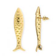 BY31&reg; Stainless Steel - Rostfrei Stahl Schmuckzubeh&ouml;r Ohrringe&nbsp;/&nbsp;Ohrstecker Fisch mit &Ouml;se Gold