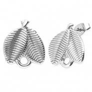 Stainless Steel - Rostfrei Stahl Schmuckzubeh&ouml;r Ohrringe / Ohrstecker Bl&auml;tter mit &Ouml;se Silver