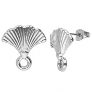 Stainless Steel - Rostfrei Stahl Schmuckzubeh&ouml;r Ohrringe / Ohrstecker L&uuml;fter mit &Ouml;se Silver