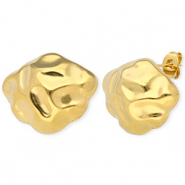 Stainless Steel - Rostfrei Stahl Schmuckzubeh&ouml;r Ohrringe / Ohrstecker Irregular mit &Ouml;se Gold