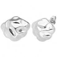 Stainless Steel - Rostfrei Stahl Schmuckzubeh&ouml;r Ohrringe / Ohrstecker Irregular mit &Ouml;se Silver