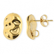 Stainless Steel - Rostfrei Stahl Schmuckzubeh&ouml;r Ohrringe / Ohrstecker Oval mit &Ouml;se Gold