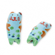Perlen Keramik Katze Blue-green-brown