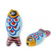 Perlen Keramik Fisch Blue-orange-vintage pink-red-black