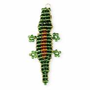 BY31® Anhänger Glasperlen Krokodil Dark green-amber brown-black-gold