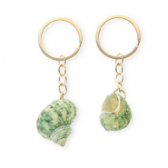Schl&uuml;sselanh&auml;nger Muschel Multicolour green-gold