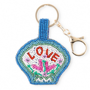 Schl&uuml;sselanh&auml;nger Muschel "LOVE" Gold-blue-green-white-red