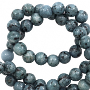 Naturstein Perlen Dalmatiner Jaspis 6mm Teal blue anthracite