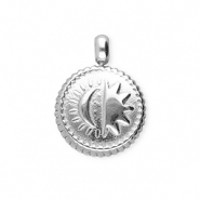 BY31® Stainless Steel - Rostfrei Stahl Anhänger Rund mit Sonne & Mond Silver