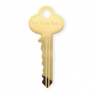 Stainless Steel - Rostfrei Stahl Statement Broschen Schl&uuml;ssel ''Key to my heart'' Gold