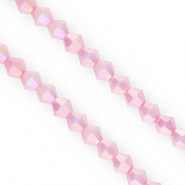 Glas Top Facett Perlen Bicone 6 mm Candy pink-AB coating