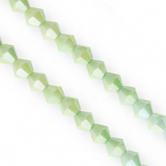 Glas Top Facett Perlen Bicone 6 mm Multicolour green-AB coating