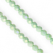 Top Glas Facett Perlen Rund 6 mm Light green-AB coating