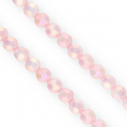 Top Glas Facett Perlen Rund 6 mm Light pink-AB coating