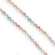 Glas Top Facett Perlen Bicone 4 mm Multicolour pastel-AB coating