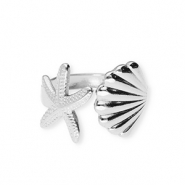 Ringe aus Stainless Steel - Rostfreiem Stahl Seestern und Muschel Silver